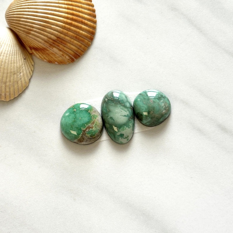 Medium Mint Green Mixed Broken Arrow Variscite, Set of 3 Background