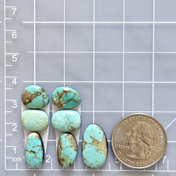 Medium Sky Blue Mixed Carico Lake Turquoise, Set of 7 Dimensions