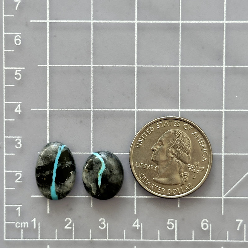 Small Sky Blue Mixed Blue Moon Turquoise, Set of 2 Dimensions