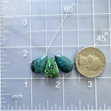 Medium Bamboo Green Teardrop Bamboo Mountain Turquoise, Set of 3 Dimensions