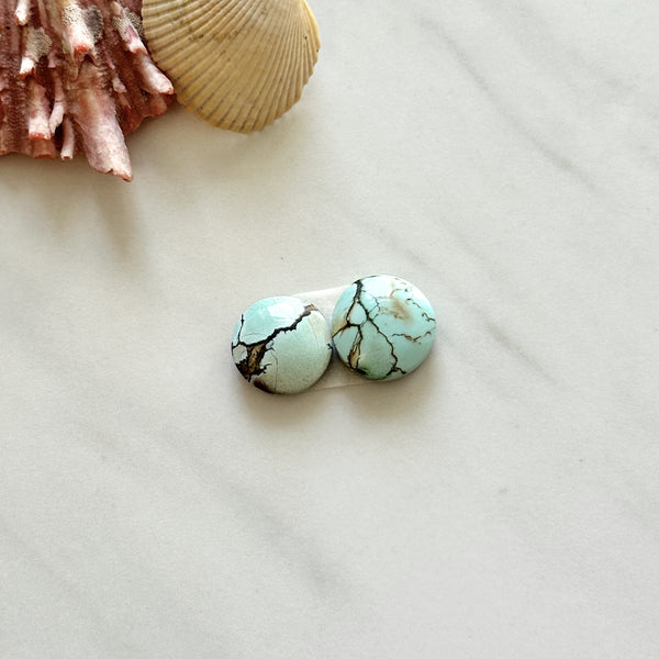 Small Faint Blue Round Treasure Mountain Turquoise, Set of 2 Background