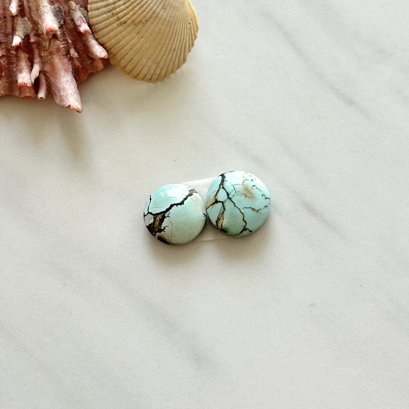 Small Faint Blue Round Treasure Mountain Turquoise, Set of 2 Background