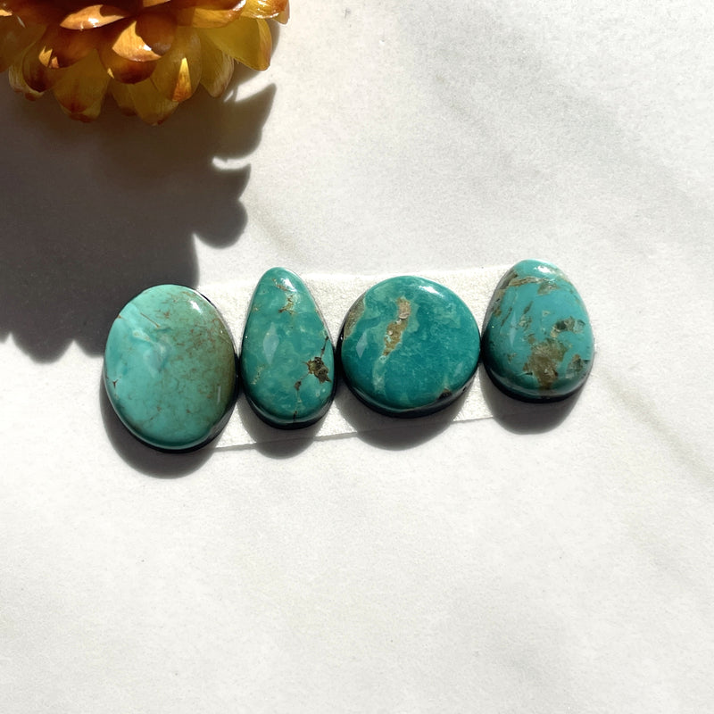 Small Sea Green Mixed Tyrone Turquoise, Set of 4 Background