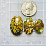 Large Earth Brown Oval Mixed Turquoise, Set of 3 Dimensions