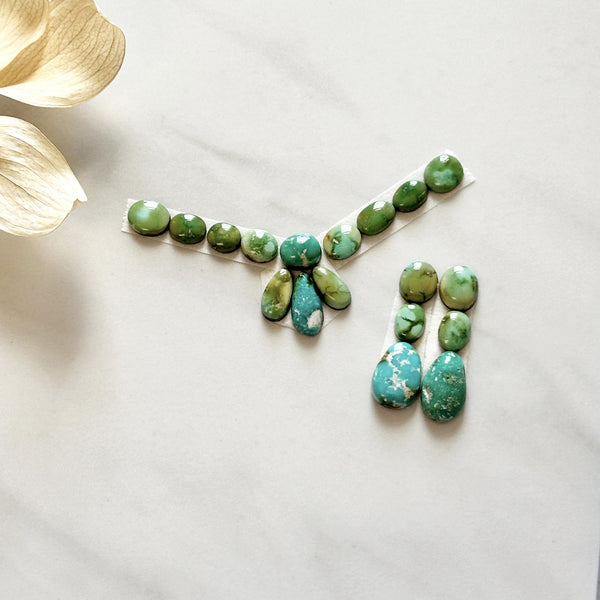 Small Lime Green Mixed Sonoran Gold Turquoise, Set of 18 Background