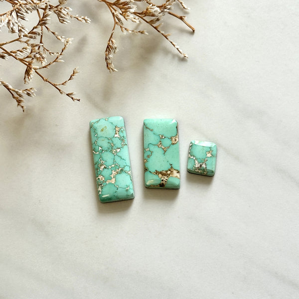 Medium Mint Green Mixed Namtso Lake Turquoise, Set of 3 Background