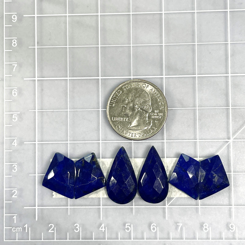 Small Deep Blue Mixed Lapis Lazuli, Set of 6 Dimensions