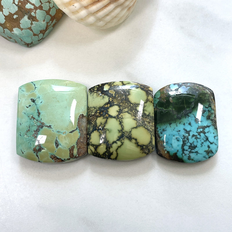 Medium Mixed Barrel Mixed Turquoise, Set of 3 Background