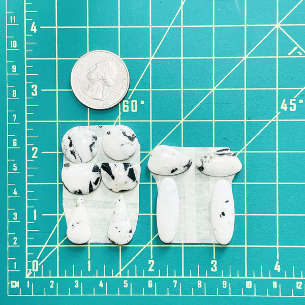 Small White Mixed White Buffalo Dolomite, Set of 10 Dimensions