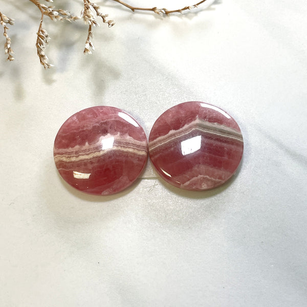 Large Pink Round Rhodochrosite, Set of 2 Background