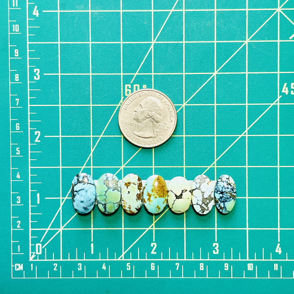 Small Mixed Oval Mixed Turquoise, Set of 7 Dimensions
