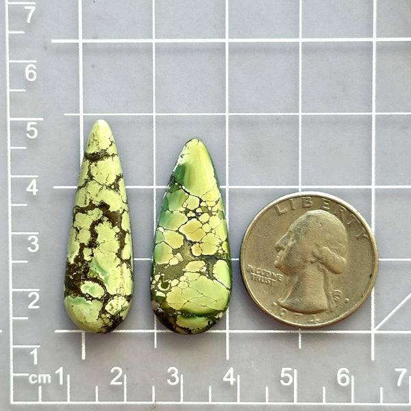 Large Mint Green Teardrop Treasure Mountain Turquoise, Set of 2 Dimensions