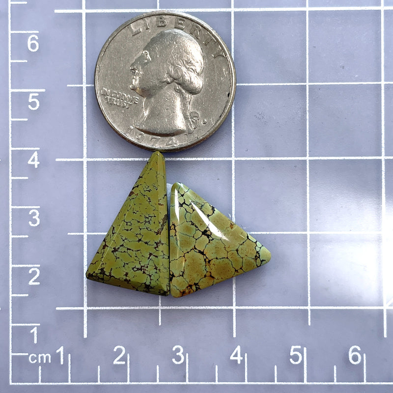 Large Mint Green Triangle Treasure Mountain Turquoise, Set of 2 Dimensions