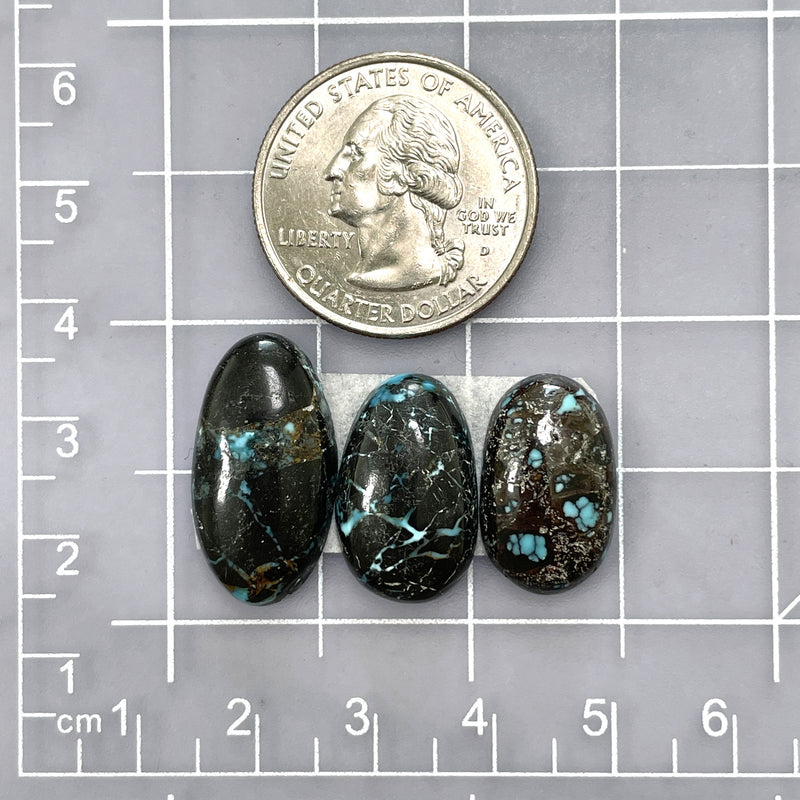 Medium Ocean Blue Oval Blue Moon Turquoise, Set of 3 Dimensions