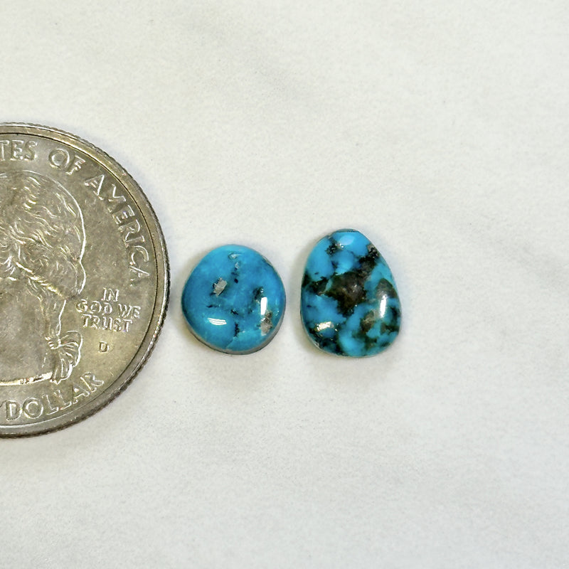 Small Sky Blue Mixed Bisbee Turquoise, Set of 2 Dimensions