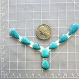 Small Sky Blue Teardrop Royston Turquoise, Set of 8 Dimensions