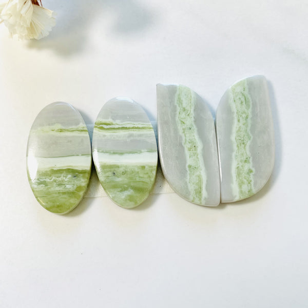 Large Mint Green Mixed Green Serpentine Serpentine, Set of 4 Background