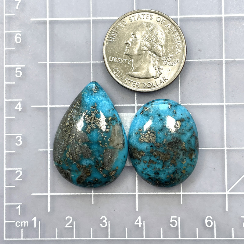 Large Ocean Blue Mixed Ithaca Peak Turquoise, Set of 2 Dimensions