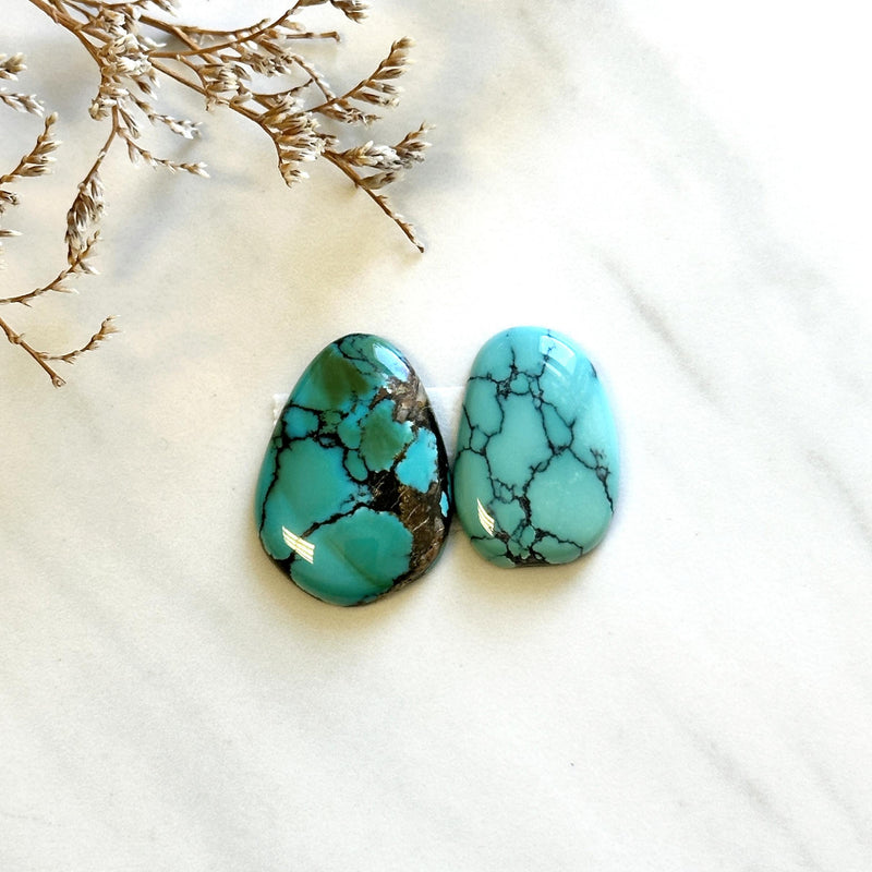 Large Sky Blue Freeform Treasure Mountain Turquoise, Set of 2 Background