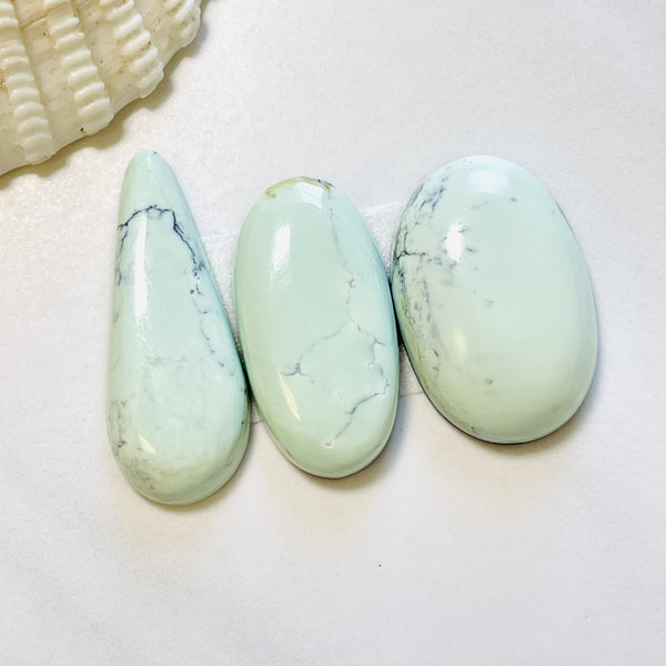 Large Faint Green Mixed Lone Mountain Turquoise, Set of 3 Background