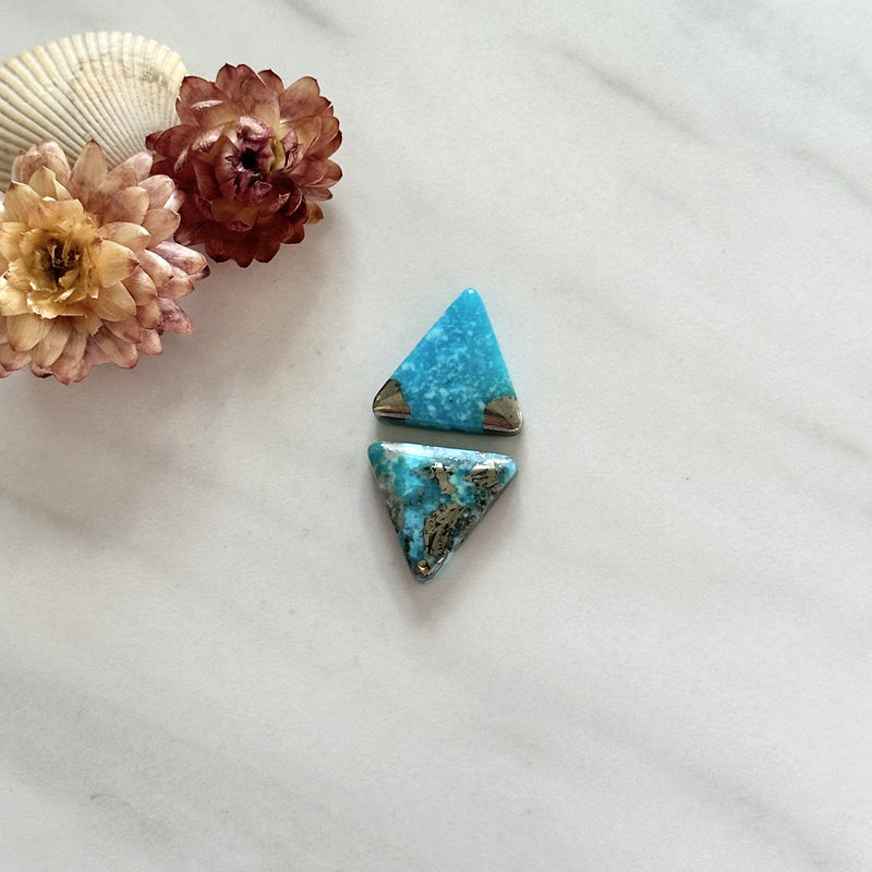 Small Ocean Blue Triangle Ithaca Peak Turquoise, Set of 2 Background