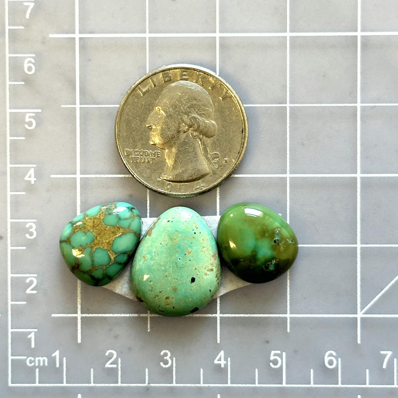 Medium Mint Green Mixed Lone Mountain Turquoise, Set of 3 Dimensions