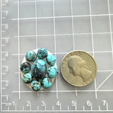 Small Sky Blue Round Yungai Turquoise, Set of 9 Dimensions