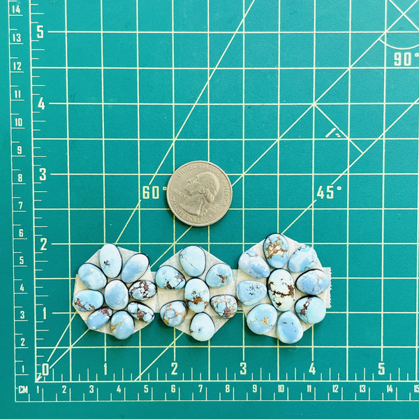 Small Sky Blue Freeform Golden Hills Turquoise, Set of 25 Dimensions