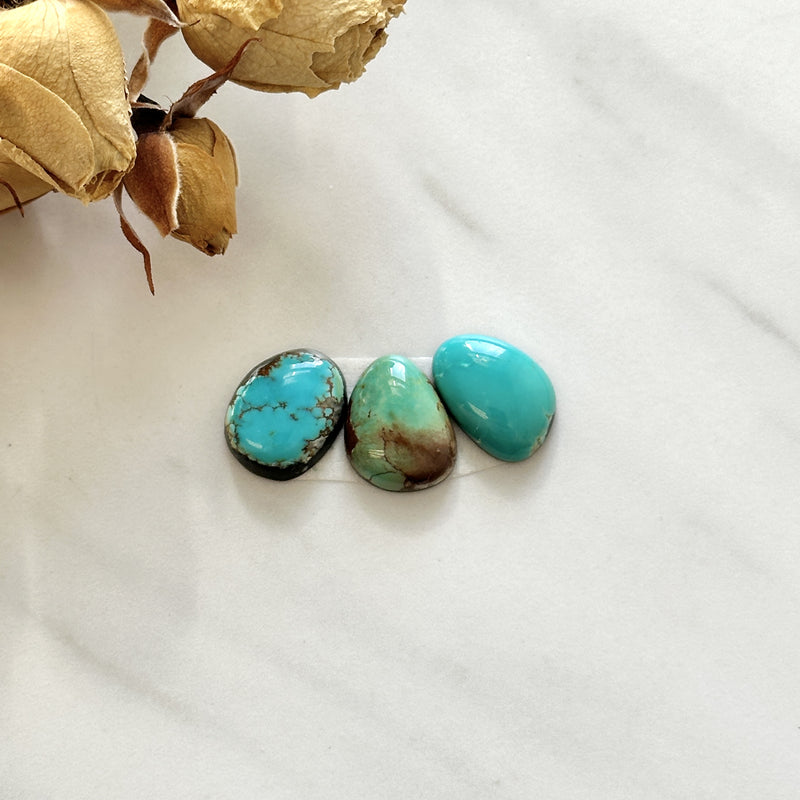 Small Sky Blue Mixed Tyrone Turquoise, Set of 3 Background