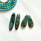 Large Deep Green Mixed Crescent Lake Variscite, Set of 4 Background