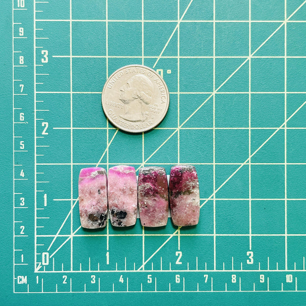 Medium Pink Barrel Cobaltoan Calcite, Set of 4 Dimensions