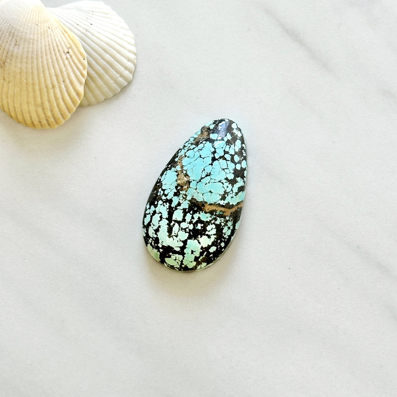 Large Sky Blue Teardrop Number 8 Turquoise Background