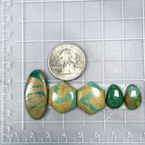 Medium Deep Green Mixed Royston Turquoise, Set of 5 Dimensions