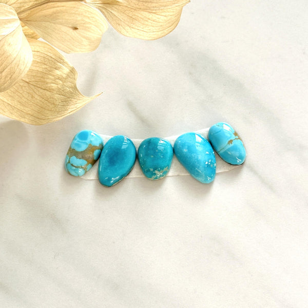 Small Sky Blue Mixed Royston Turquoise, Set of 5 Background