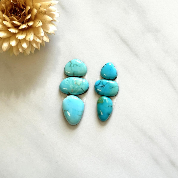 Small Sky Blue Freeform Lone Mountain Turquoise, Set of 6 Background
