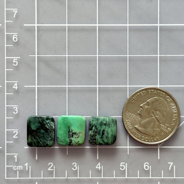 Small Deep Green Barrel Mixed Turquoise, Set of 3 Dimensions