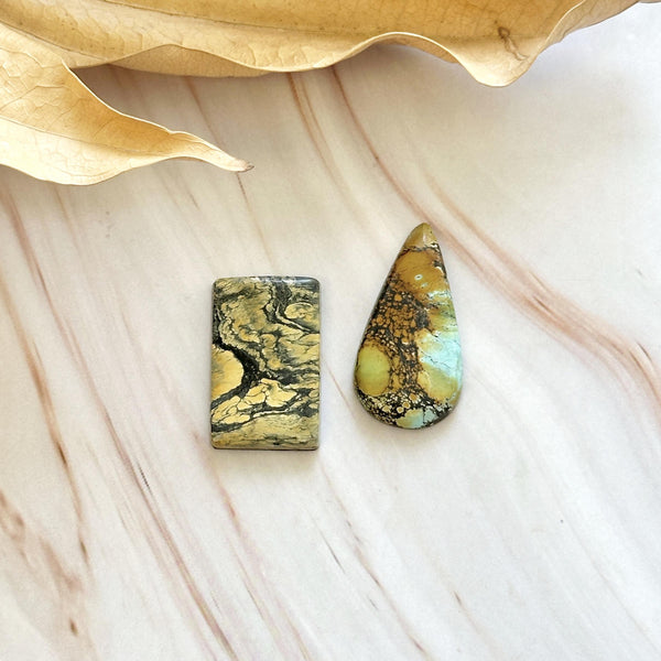 Large Royal Orange Mixed Golden Birch Turquoise, Set of 2 Background