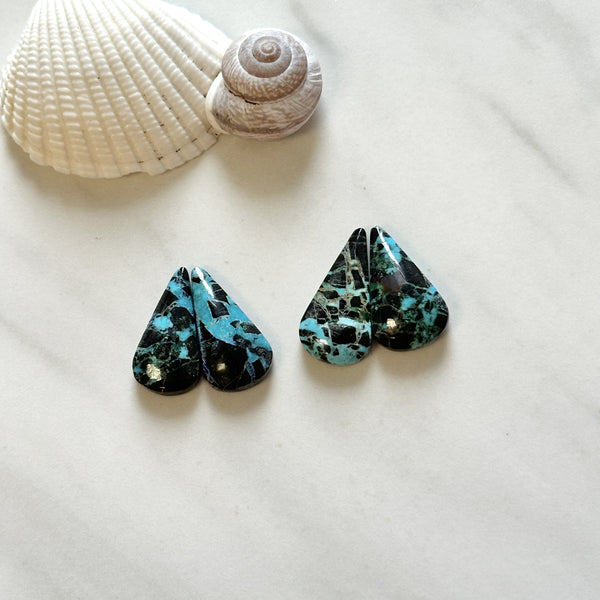 Medium Sky Blue Teardrop Blue Moon Turquoise, Set of 4 Background
