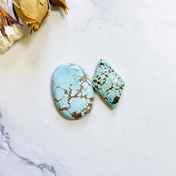 Large Sky Blue Mixed Sand Hill Turquoise, Set of 2 Background