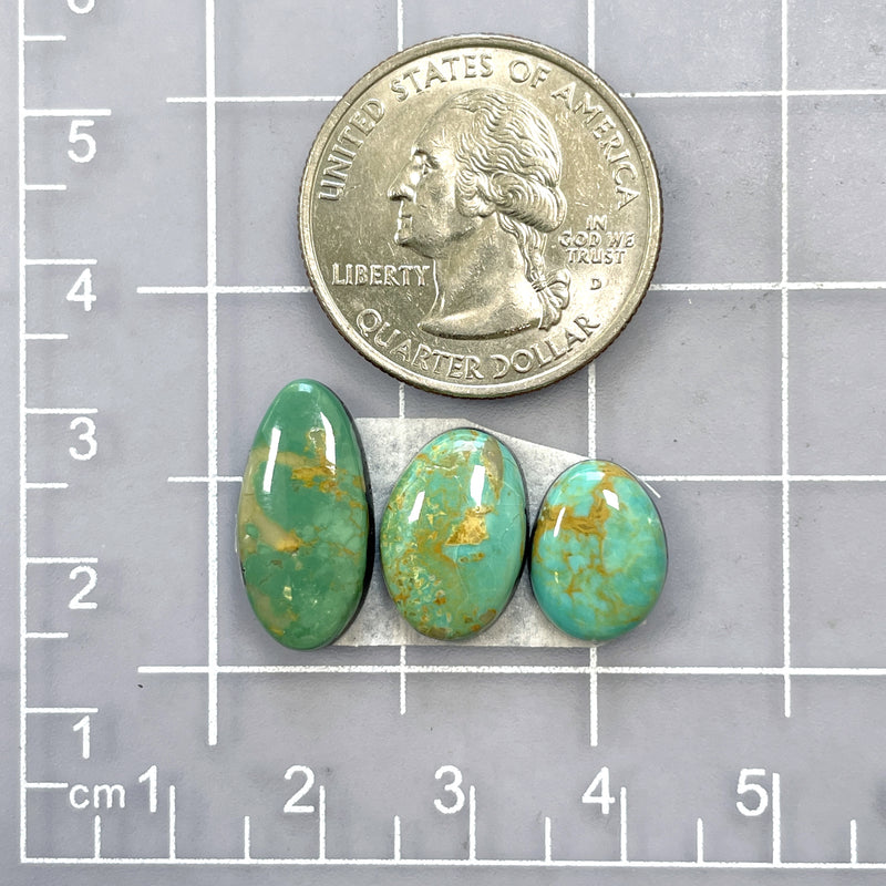 Small Sea Green Mixed Tyrone Turquoise, Set of 3 Dimensions