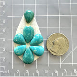 Small Sky Blue Teardrop Royston Turquoise, Set of 7 Dimensions
