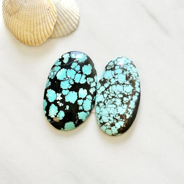 Large Sky Blue Oval Yungai Turquoise, Set of 2 Background