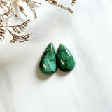 Small Deep Green Teardrop Crescent Lake Variscite, Set of 2 Background