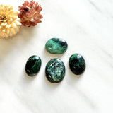 Medium Deep Green Oval Crescent Lake Variscite, Set of 4 Background