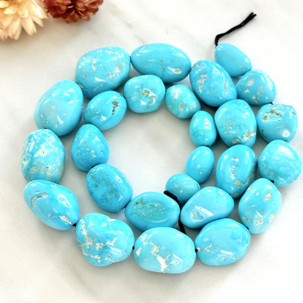Sky Blue Sleeping Beauty Turquoise Nugget Beads Dimensions