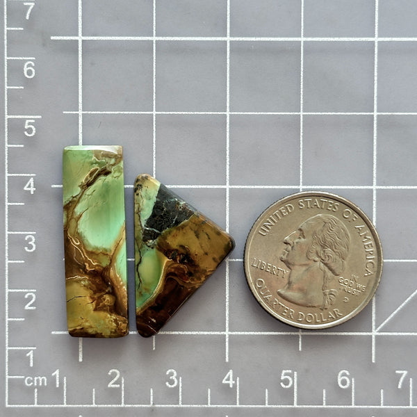 Large Sea Green Mixed Crescent Lake Variscite, Set of 2 Dimensions