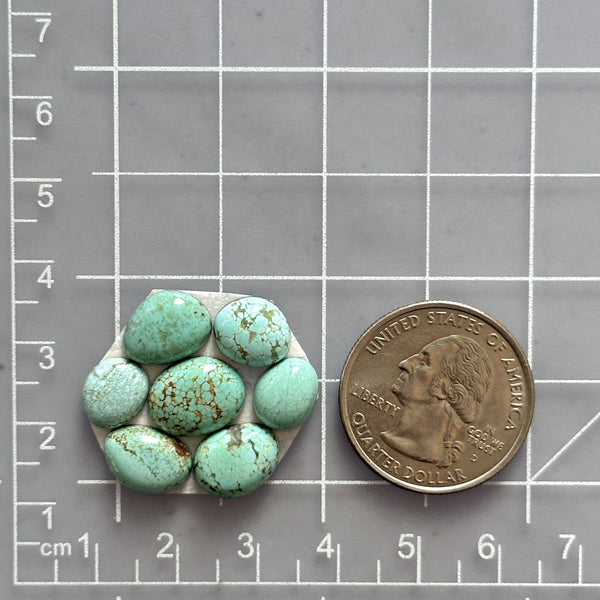 Small Sky Blue Mixed Number 8 Turquoise, Set of 7 Dimensions