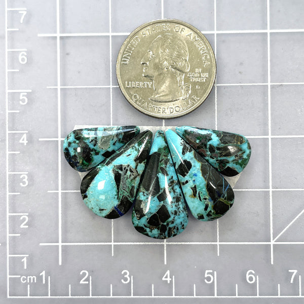 Large Ocean Blue Teardrop Yungai Turquoise, Set of 5 Dimensions