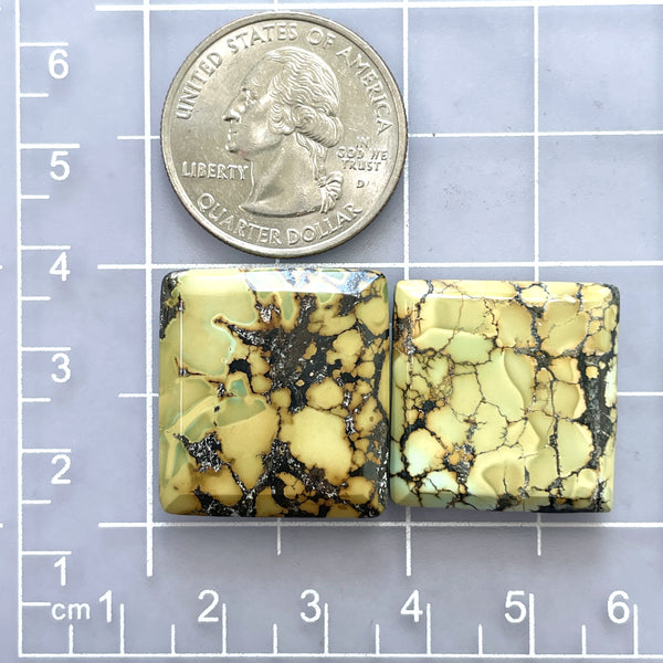 Large Pale Brown Square Treasure Mountain Turquoise, Set of 2 Dimensions