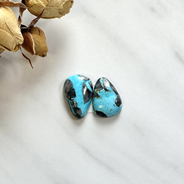 Large Sky Blue Teardrop Blue Moon Turquoise, Set of 2 Background